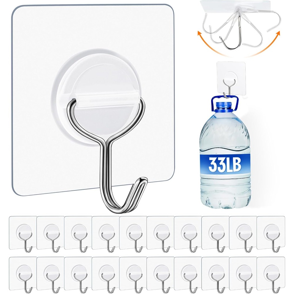 Home Improvement Usa - Heavy Duty Adhesive Wall Hooks 33lb